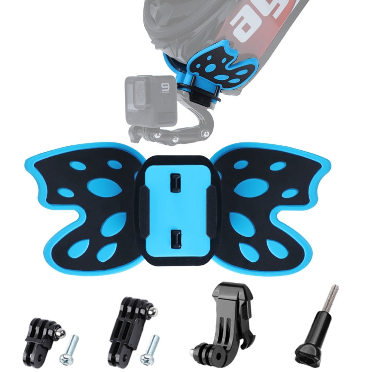 Butterfly Helmet Mount Adapter with 3-Way Pivot Arm & J-Hook Buckle & Long Screw for GoPro, Insta360, DJI and Other Action Cameras (Blue) - Helmet Mount by PMC TechLife | Online Shopping South Africa | PMC TechLife | Buy Now Pay Later Mobicred