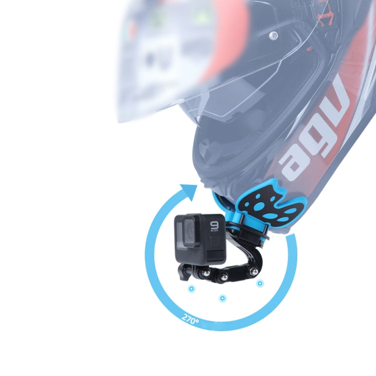 Butterfly Helmet Mount Adapter with 3-Way Pivot Arm & J-Hook Buckle & Long Screw for GoPro, Insta360, DJI and Other Action Cameras (Blue) - Helmet Mount by PMC TechLife | Online Shopping South Africa | PMC TechLife | Buy Now Pay Later Mobicred