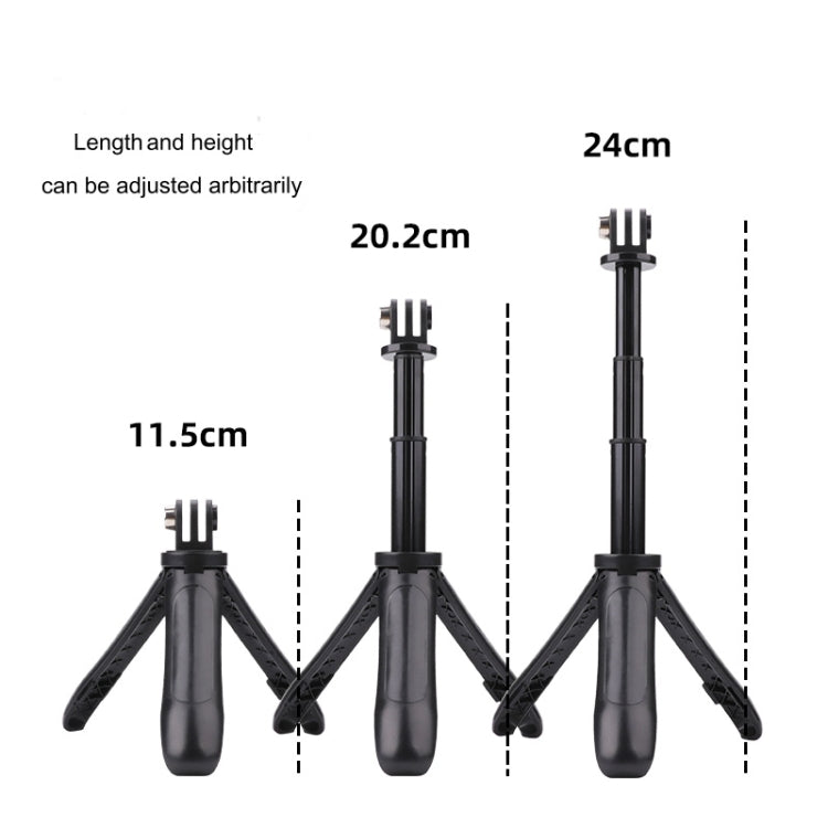 Multi-functional Foldable Tripod Holder Selfie Monopod Stick for GoPro Hero12 Black / Hero11 /10 /9 /8 /7 /6 /5, Insta360 Ace / Ace Pro, DJI Osmo Action 4 and Other Action Cameras, Length: 12-23cm (Grey) - Extendable Pole by PMC TechLife | Online Shopping South Africa | PMC TechLife