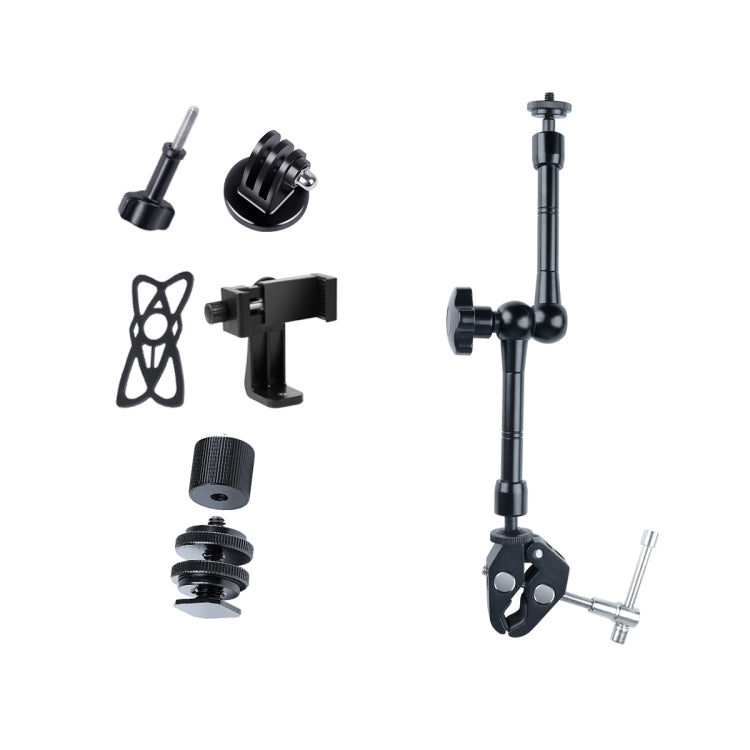 11 inch Adjustable Friction Articulating Magic Arm + Large Claws Clips with Phone Clamp(Black) - Camera Gimbal by PMC TechLife | Online Shopping South Africa | PMC TechLife