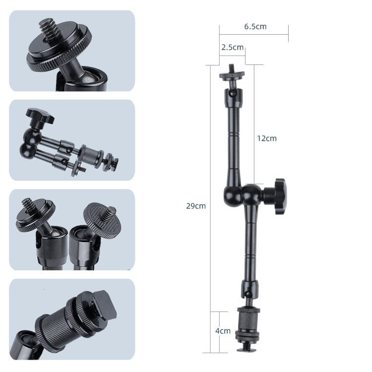 11 inch Adjustable Friction Articulating Magic Arm + Large Claws Clips with Phone Clamp(Black) - Camera Gimbal by PMC TechLife | Online Shopping South Africa | PMC TechLife