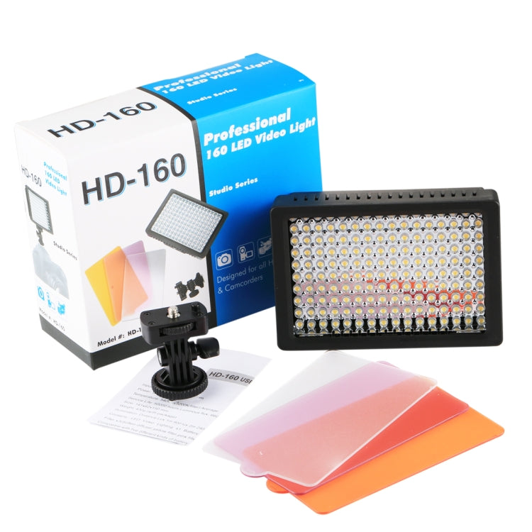 HD-160 White Light LED Video Light on-Camera Photography Lighting Fill Light for Canon, Nikon, DSLR Camera with 3 Filter Plates - free shipping - PMC TechLife - Order now!