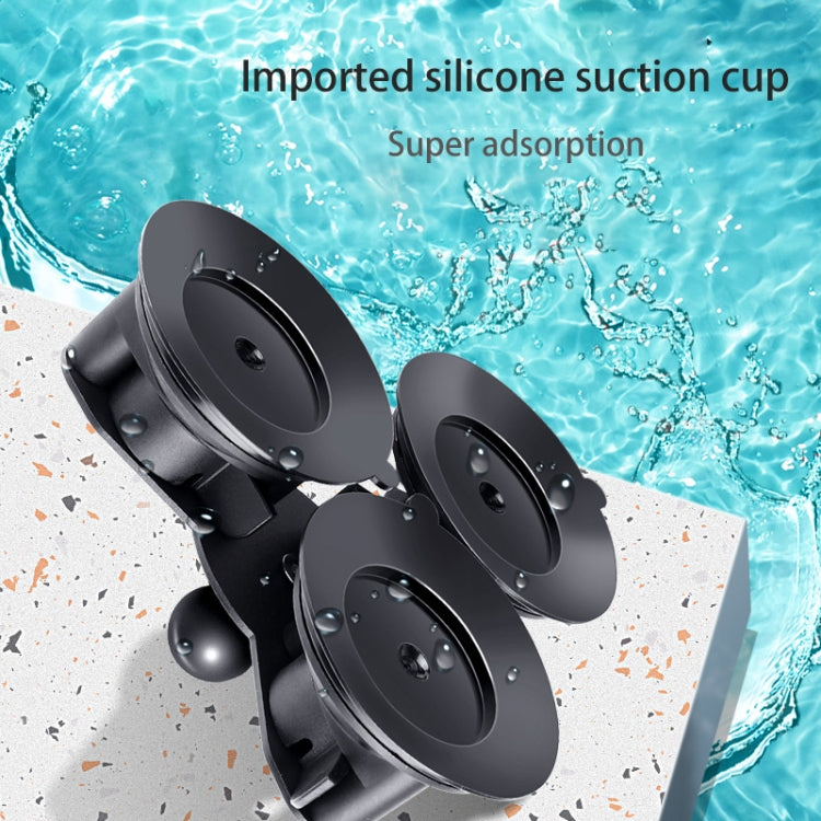 Dual Suction Cup Mount Holder with Tripod Adapter & Screw & Phone Clamp & Anti-lost Silicone Net for for GoPro, Insta360, DJI and Other Action Cameras, Smartphones(Black) - Holder by PMC TechLife | Online Shopping South Africa | PMC TechLife | Buy Now Pay Later Mobicred