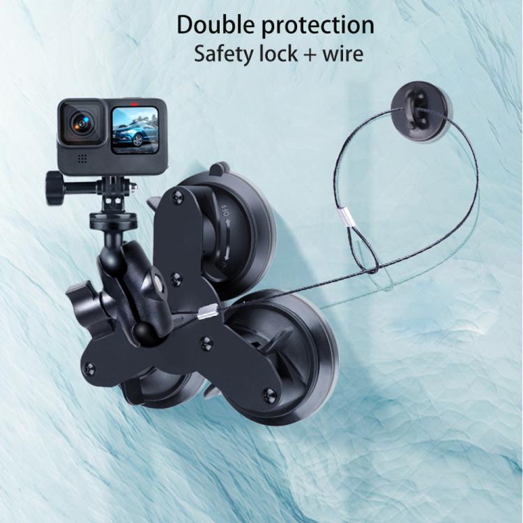 Triangle Suction Cup Mount Holder with Tripod Adapter & Screw & Phone Clamp & Anti-lost Silicone Net for for GoPro, Insta360, DJI and Other Action Cameras, Smartphones(Black) - Holder by PMC TechLife | Online Shopping South Africa | PMC TechLife | Buy Now Pay Later Mobicred