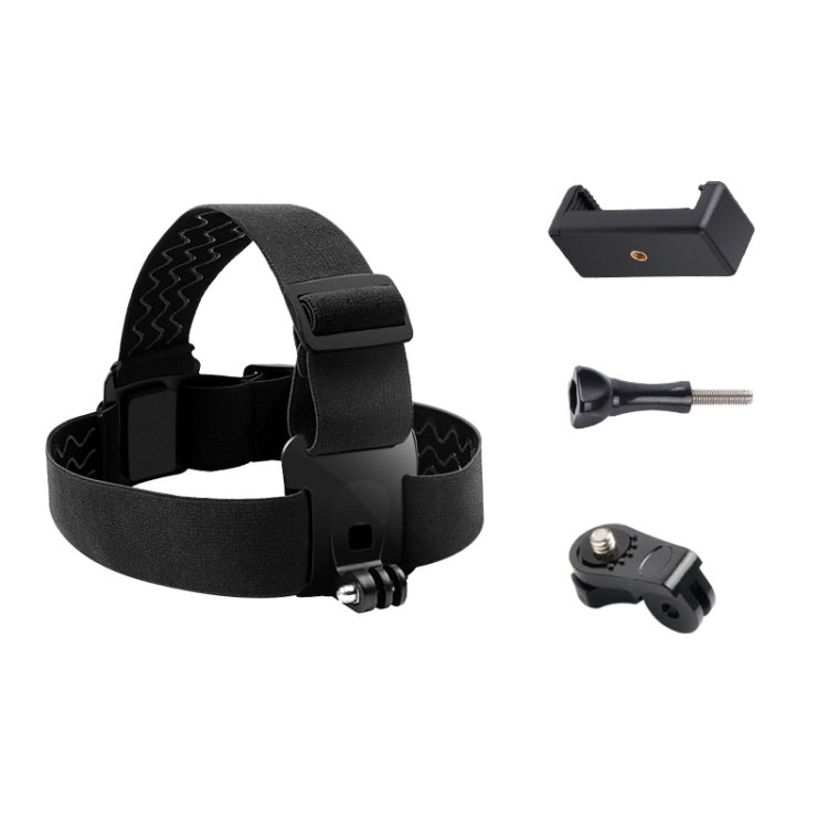 Elastic Mount Belt Adjustable Head Strap with Phone Clamp & Screw & S-type Adapter for GoPro HERO10 Black / HERO9 Black /8 /7 /6 /5, Xiaoyi and Other Action Cameras, Smarphones(Black) - Head Belt by PMC TechLife | Online Shopping South Africa | PMC TechLife | Buy Now Pay Later Mobicred
