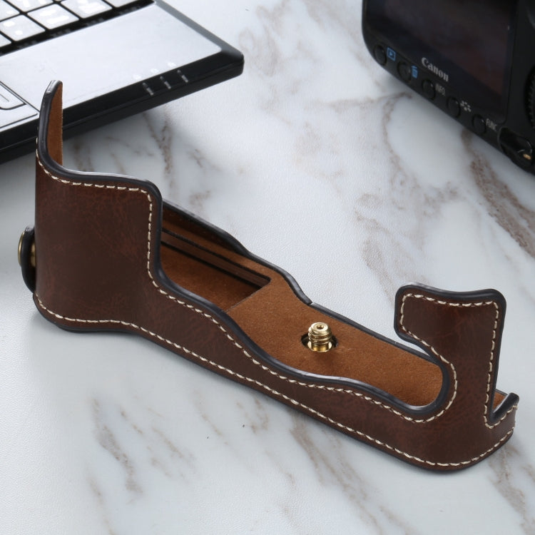 1/4 inch Thread PU Leather Camera Half Case Base for FUJIFILM X-T3/X-T2(Coffee) - Half Case by PMC TechLife | Online Shopping South Africa | PMC TechLife | Buy Now Pay Later Mobicred