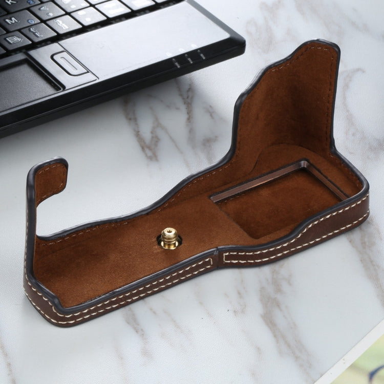 1/4 inch Thread PU Leather Camera Half Case Base for FUJIFILM X-T3/X-T2(Coffee) - Half Case by PMC TechLife | Online Shopping South Africa | PMC TechLife | Buy Now Pay Later Mobicred