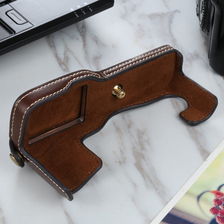 1/4 inch Thread PU Leather Camera Half Case Base for FUJIFILM X-T3/X-T2(Coffee) - Half Case by PMC TechLife | Online Shopping South Africa | PMC TechLife | Buy Now Pay Later Mobicred
