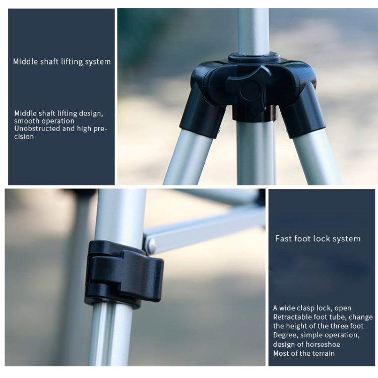 130cm 4-Section Folding Aluminum Alloy Tripod Mount with Three-Dimensional Head(Black) - free shipping - PMC TechLife - Order now!
