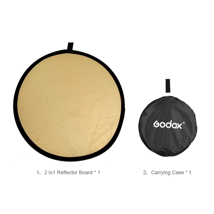 Godox FT01 110cm Round 2 in 1 Gold / Silver Folding Reflector Board -  by Godox | Online Shopping South Africa | PMC TechLife | Buy Now Pay Later Mobicred