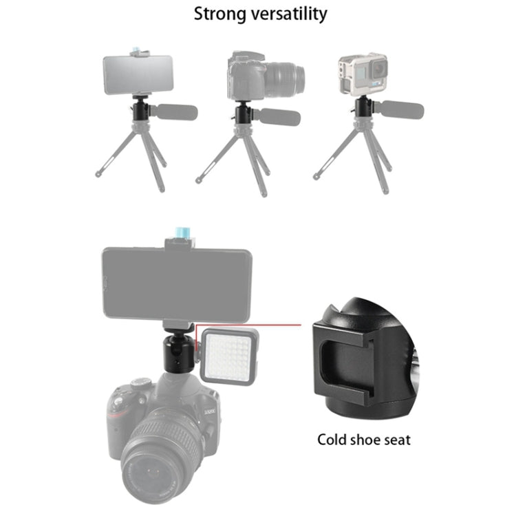 BEXIN HK25 Aluminum Alloy Cold Shoe Tripod Adapter Ball Head (Black) - Tripod Heads by BEXIN | Online Shopping South Africa | PMC TechLife | Buy Now Pay Later Mobicred