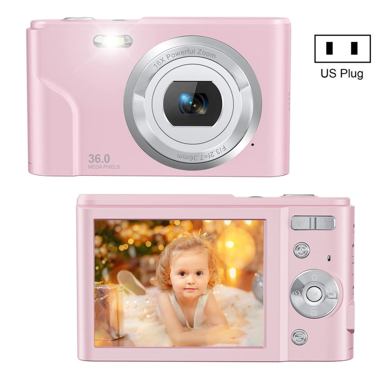 DC311 2.4 inch 36MP 16X Zoom 2.7K Full HD Digital Camera Children Card Camera, US Plug(Pink) - Children Cameras by PMC TechLife | Online Shopping South Africa | PMC TechLife | Buy Now Pay Later Mobicred