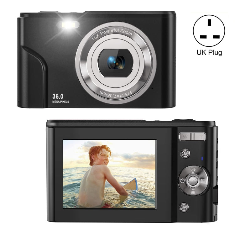 DC311 2.4 inch 36MP 16X Zoom 2.7K Full HD Digital Camera Children Card Camera, UK Plug (Black) - Children Cameras by PMC TechLife | Online Shopping South Africa | PMC TechLife | Buy Now Pay Later Mobicred
