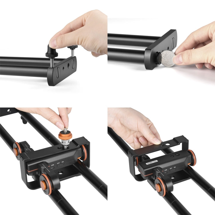 YELANGU L4X-BE YLG1817A 60cm Aluminum Alloy Splicing Slide Rail Track + 3-Wheel Video Pulley Rolling Dolly Car for SLR Cameras / Video Cameras - free shipping - PMC TechLife - Order now!