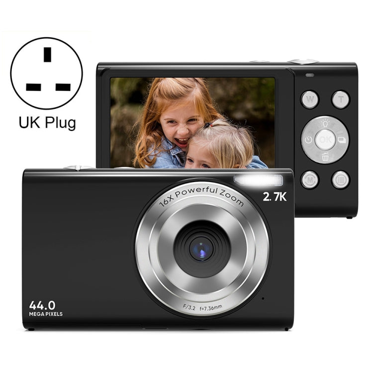 DC402 2.4 inch 44MP 16X Zoom 2.7K Full HD Digital Camera Children Card Camera, UK Plug (Black) - free shipping - PMC Jewellery - Order now!