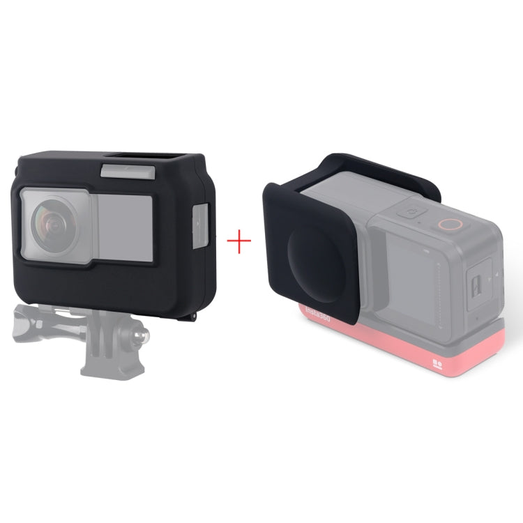 For Insta360 One R Panoramic Camera with Frame Shockproof Silicone Protective Case with Lens Cap Cover(Black) - Case & Bags by PMC TechLife | Online Shopping South Africa | PMC TechLife | Buy Now Pay Later Mobicred