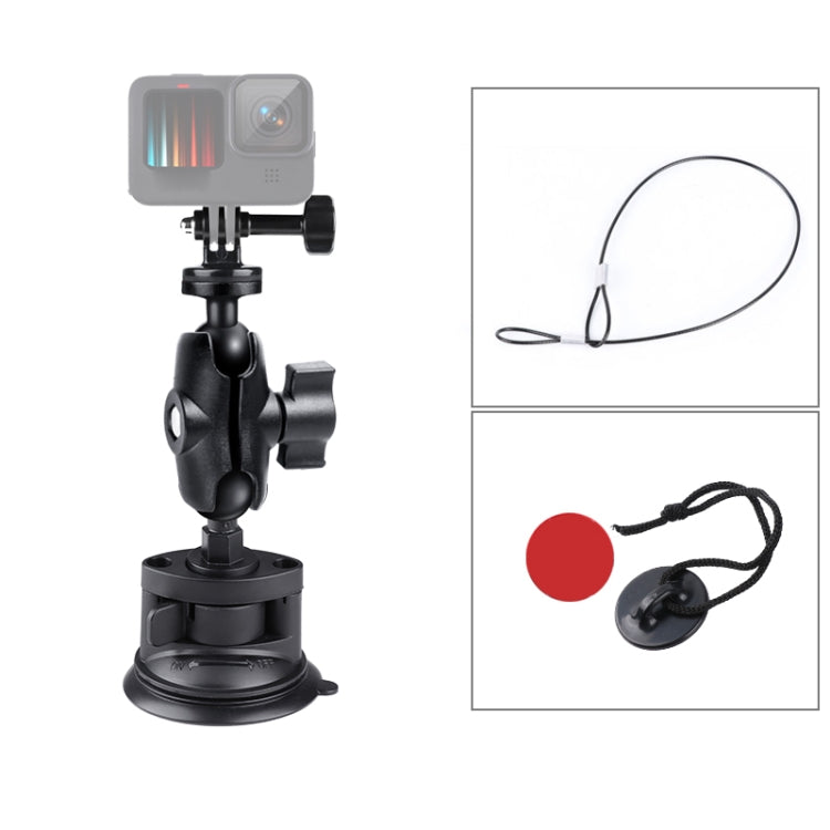 Single Suction Cup Mount Holder with Tripod Adapter & Steel Tether & Safety Buckle (Black) - Holder by PMC TechLife | Online Shopping South Africa | PMC TechLife