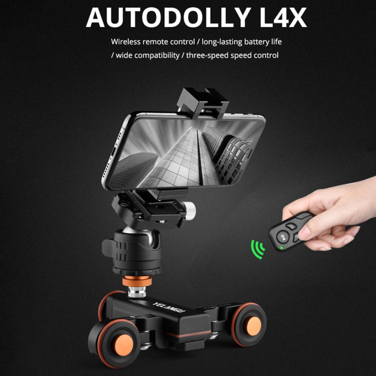 YELANGU L4X Camera Wheel Dolly Electric Track Slider 3-Wheel Dolly Car with Remote & Ballhead, Load: 3kg - Camera Dolly by PMC TechLife | Online Shopping South Africa | PMC TechLife | Buy Now Pay Later Mobicred