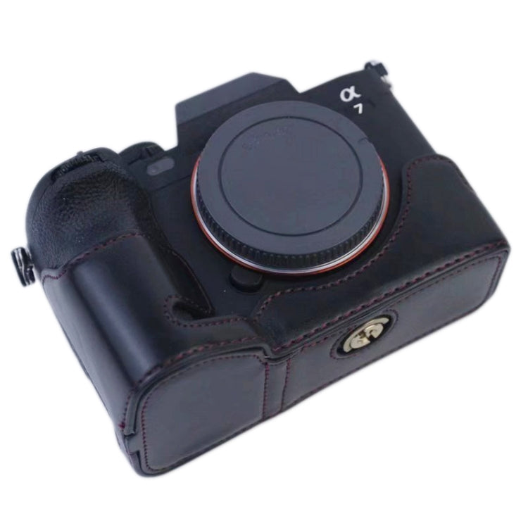 1/4 inch Thread PU Leather Camera Half Case Base for Sony A7 IV (Black) - free shipping - PMC TechLife - Order now!