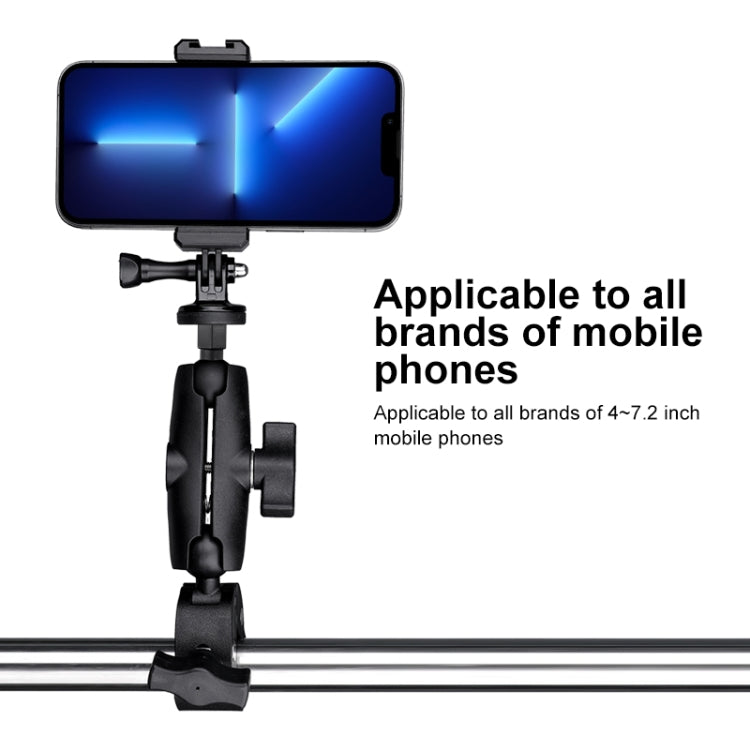 360 Rotation Adjustable Action Camera Bike Motorcycle Handlebar Holder with Phone Clamp (Black) - Bicycle Handlebar Mount by PMC TechLife | Online Shopping South Africa | PMC TechLife | Buy Now Pay Later Mobicred