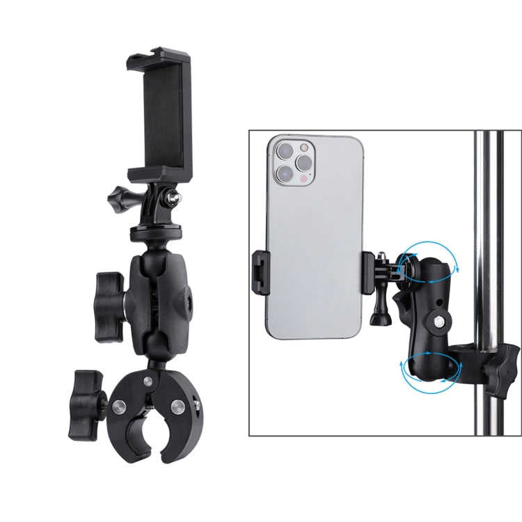 360 Rotation Adjustable Action Camera Clamp Plier Base Holder with Phone Clamp (Black) - Bicycle Handlebar Mount by PMC TechLife | Online Shopping South Africa | PMC TechLife | Buy Now Pay Later Mobicred