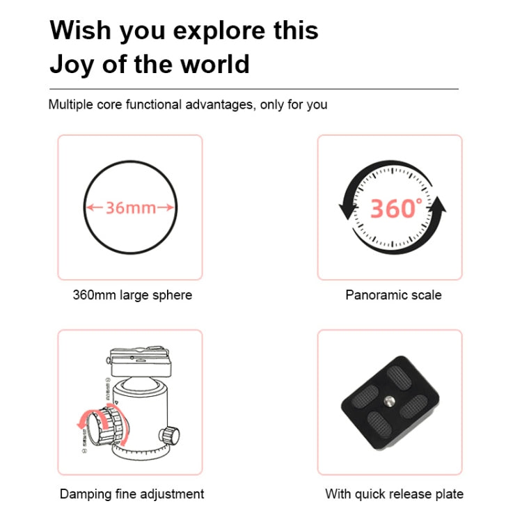 TRIOPO D-2A 360 Degree Rotation Aluminum Alloy Tripod 36mm Ball Head with Quick Release Plate - free shipping - PMC TechLife - Order now!