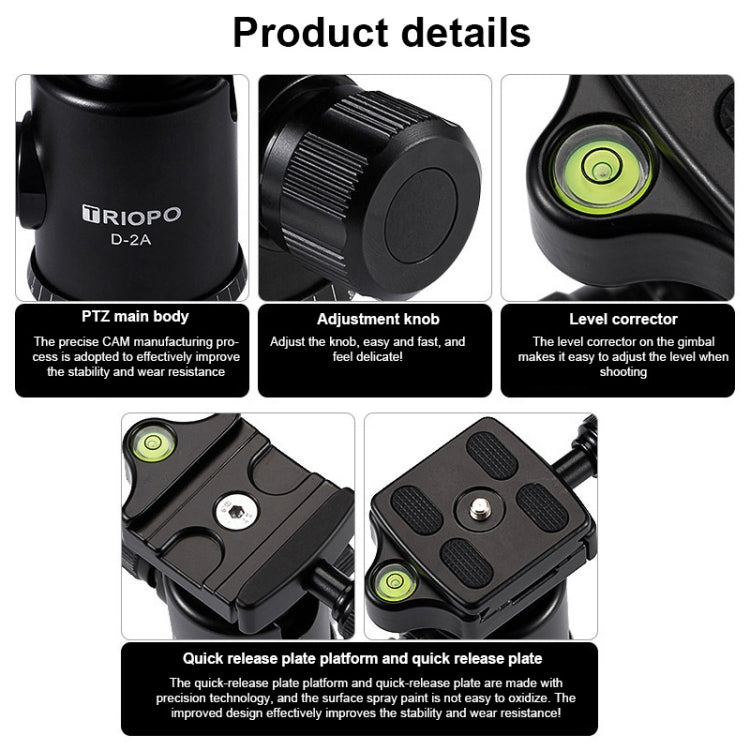 TRIOPO D-2A 360 Degree Rotation Aluminum Alloy Tripod 36mm Ball Head with Quick Release Plate - free shipping - PMC TechLife - Order now!