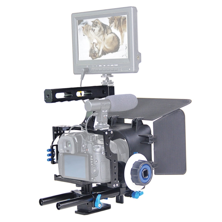 YELANGU YLG1105A Handle Video Camera Cage Stabilizer Kit with Matte Box & Follow Focus for Panasonic Lumix DMC-GH4 & G7 / Sony A7 & A7S & A7R & A7RII & A7SII - free shipping - PMC TechLife - Order now!