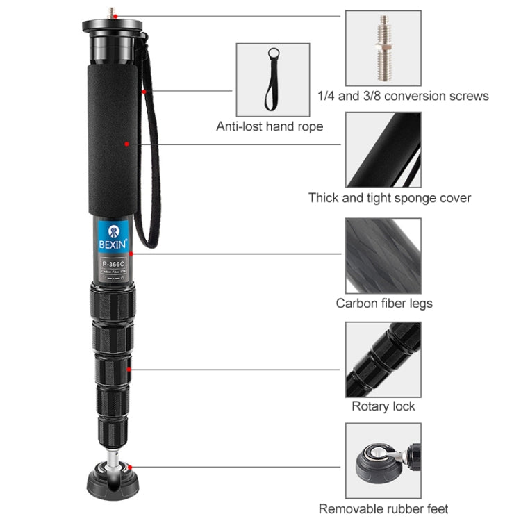 BEXIN P406C Camera Carbon Fiber Monopod Travel Live Selfie Bracket Holder - Monopods by BEXIN | Online Shopping South Africa | PMC TechLife | Buy Now Pay Later Mobicred