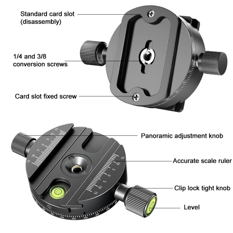 BEXIN QJ-08 Panoramic Rotary Quick Release Clamp Base Tripod Mount - Quick Release Plate by PMC TechLife | Online Shopping South Africa | PMC TechLife | Buy Now Pay Later Mobicred
