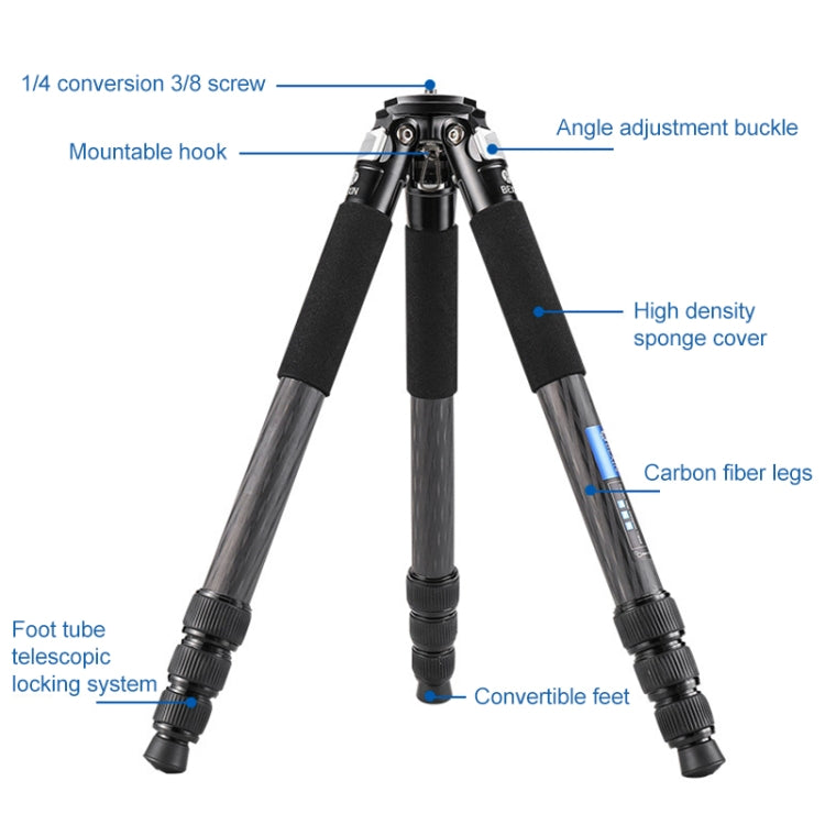 BEXIN RC294 Portable Collapsible Carbon Fiber Camera Tripod with K44 Panoramic Ball Head - Tripods by PMC TechLife | Online Shopping South Africa | PMC TechLife | Buy Now Pay Later Mobicred