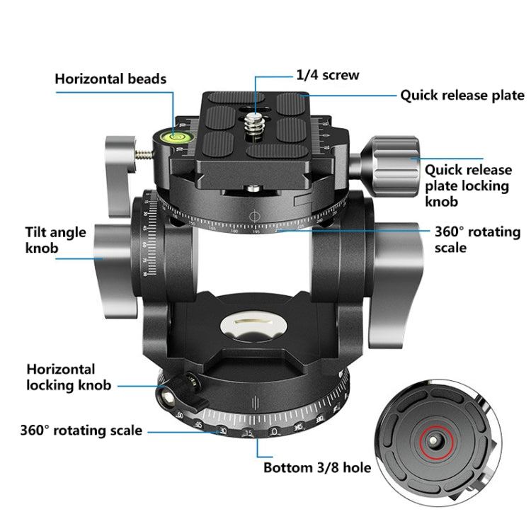 BEXIN DT-03S/S 360 Degree Panorama Heavy Duty Tripod Action Fluid Drag Head with Quick Release Plate - free shipping - PMC TechLife - Order now!