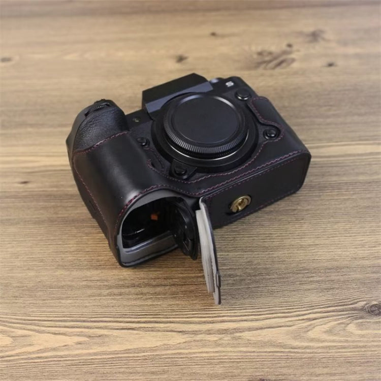 For Fujifilm XH2S 1/4 inch Thread PU Leather Camera Half Case Base (Coffee) - Half Case by PMC TechLife | Online Shopping South Africa | PMC TechLife | Buy Now Pay Later Mobicred