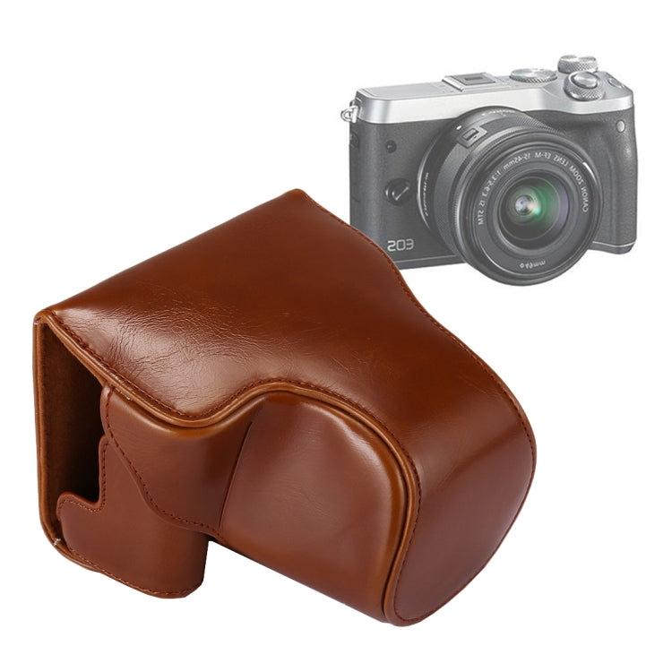 Full Body Camera PU Leather Case Bag with Strap for Canon EOS M6 (Brown) - free shipping - PMC TechLife - Order now!