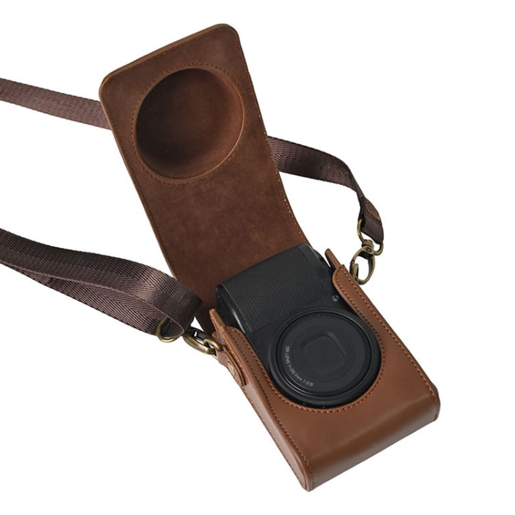 Full Body Camera PU Leather Case Bag with Strap for Ricoh GR / GRII / GRIII, Casio ZR1200 / ZR1500/ ZR2000/ ZR3500, ZR3600 / ZR3700 / ZR5500 (Coffee) - Leather Bag by PMC TechLife | Online Shopping South Africa | PMC TechLife | Buy Now Pay Later Mobicred