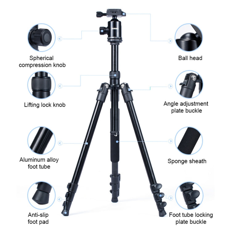 TRIOPO Oubao A-308S Adjustable Portable  Aluminum Alloy Tripod with Ball Head for SLR Camera - free shipping - PMC TechLife - Order now!