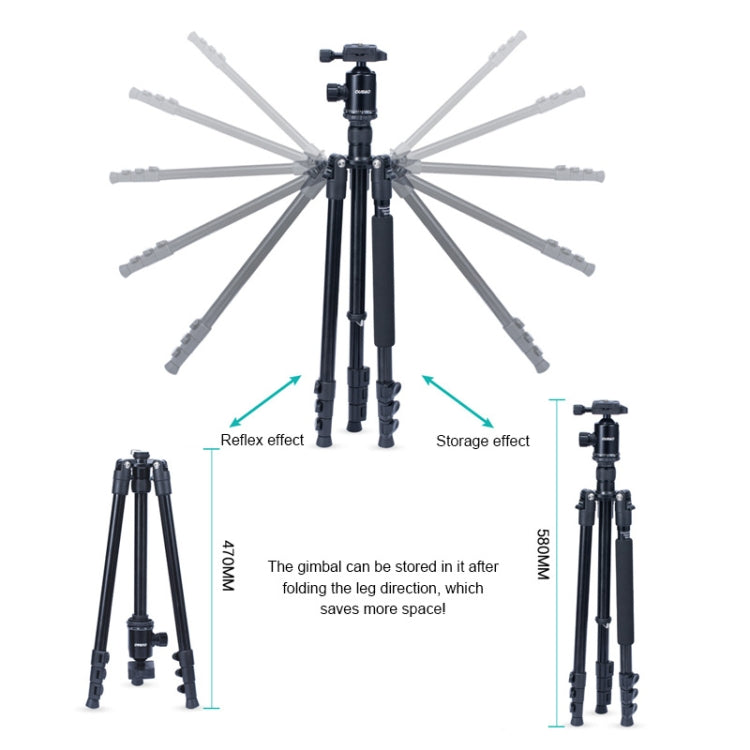 TRIOPO Oubao A-308S Adjustable Portable  Aluminum Alloy Tripod with Ball Head for SLR Camera - free shipping - PMC TechLife - Order now!