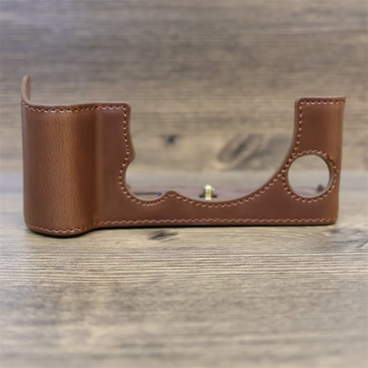 For FUJIFILM X-T5 1/4 inch Thread PU Leather Camera Half Case Base (Coffee) - Half Case by PMC TechLife | Online Shopping South Africa | PMC TechLife | Buy Now Pay Later Mobicred