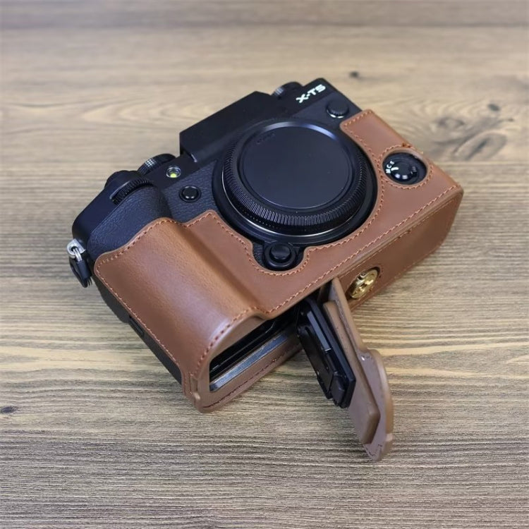 For FUJIFILM X-T5 1/4 inch Thread PU Leather Camera Half Case Base (Coffee) - Half Case by PMC TechLife | Online Shopping South Africa | PMC TechLife | Buy Now Pay Later Mobicred