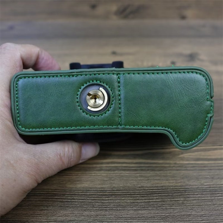 For FUJIFILM X-T5 1/4 inch Thread PU Leather Camera Half Case Base (Green) - Half Case by PMC TechLife | Online Shopping South Africa | PMC TechLife | Buy Now Pay Later Mobicred