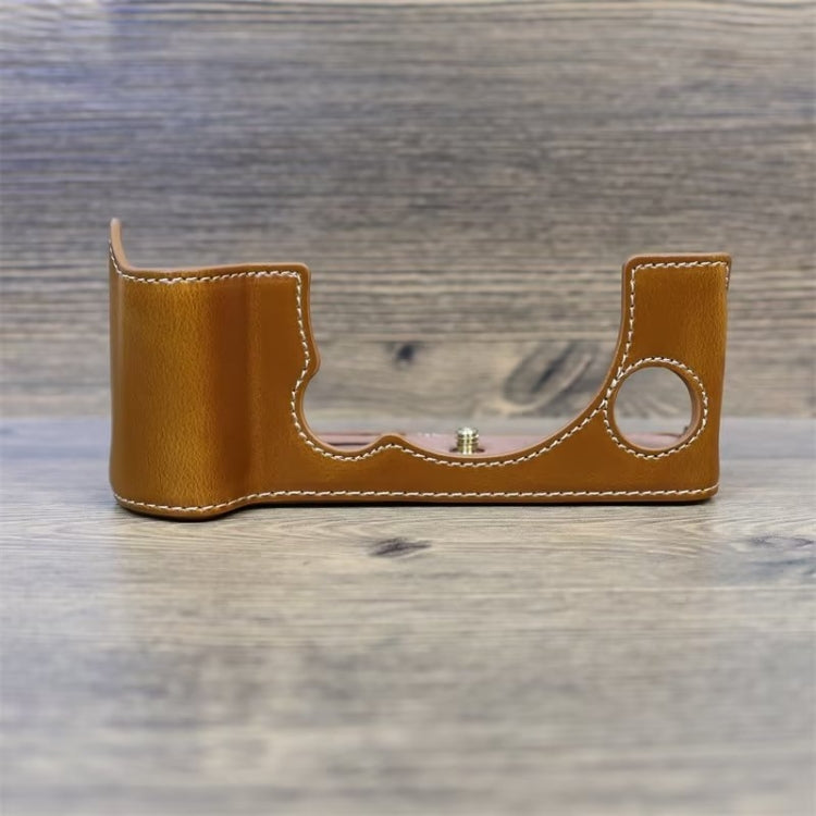 For FUJIFILM X-T5 1/4 inch Thread PU Leather Camera Half Case Base (Brown) - Half Case by PMC TechLife | Online Shopping South Africa | PMC TechLife | Buy Now Pay Later Mobicred