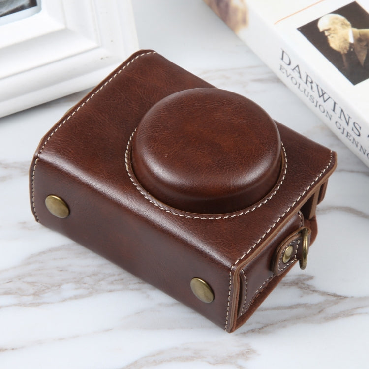 For Sony ZV-1F Vlog Camera Full Body Magnetic Leather Camera Case Bag with Strap (Coffee) - Leather Bag by PMC TechLife | Online Shopping South Africa | PMC TechLife | Buy Now Pay Later Mobicred