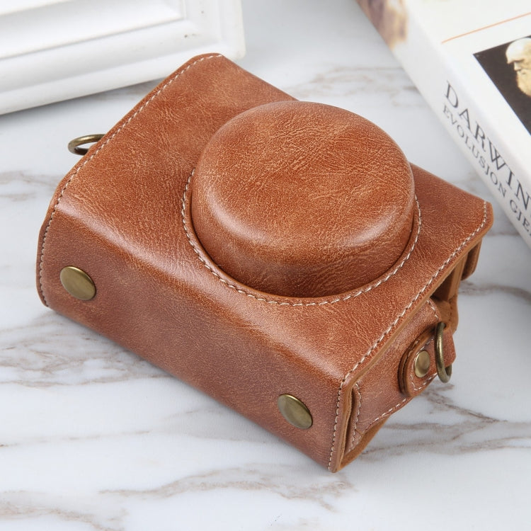 For Sony ZV-1F Vlog Camera Full Body Magnetic Leather Camera Case Bag with Strap(Brown) - Leather Bag by PMC TechLife | Online Shopping South Africa | PMC TechLife | Buy Now Pay Later Mobicred