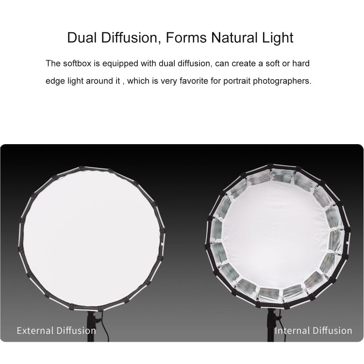 FEELWORLD FSP60 60cm Parabolic Softbox Quick Release Diffuser with Bowens Mount (Black) - free shipping - PMC TechLife - Order now!