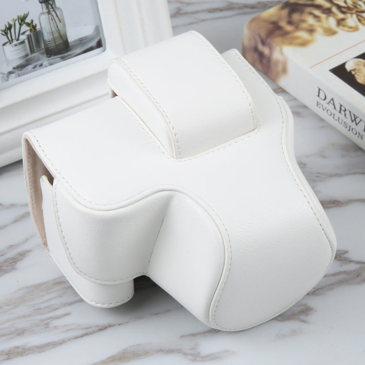 For Canon EOS R10 Camera Full Body Magnetic Leather Camera Case Bag with Strap(White) - Leather Bag by PMC TechLife | Online Shopping South Africa | PMC TechLife | Buy Now Pay Later Mobicred