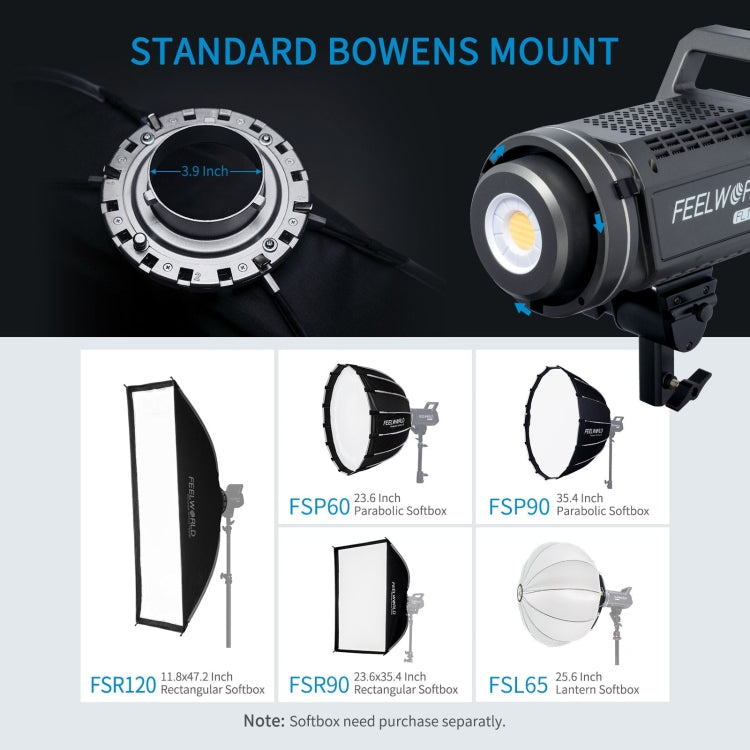 FEELWORLD FL125D 125W Daylight Point Source Video Light, Bluetooth APP Control(US Plug) - free shipping - PMC TechLife - Order now!