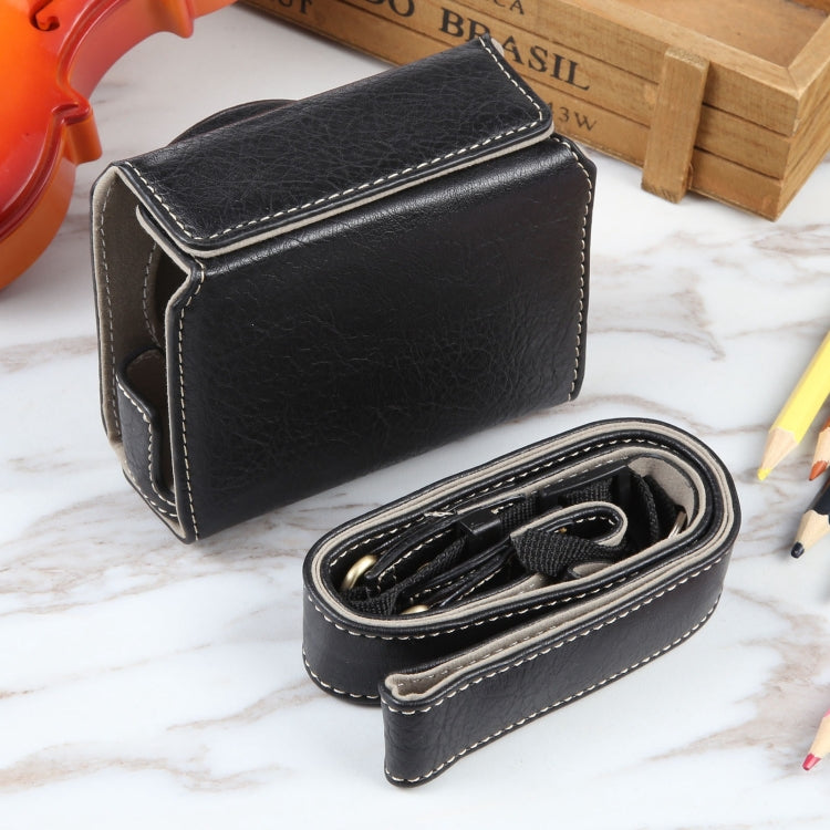 For Canon PowerShot G7 X Full Body Camera PU Leather Camera Case Bag with Strap (Black) - Leather Bag by PMC TechLife | Online Shopping South Africa | PMC TechLife | Buy Now Pay Later Mobicred