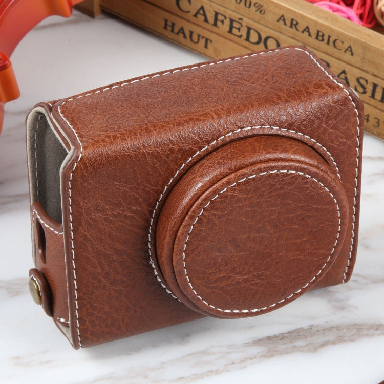 For Canon PowerShot G7 X Full Body Camera PU Leather Camera Case Bag with Strap (Coffee) - Leather Bag by PMC TechLife | Online Shopping South Africa | PMC TechLife | Buy Now Pay Later Mobicred
