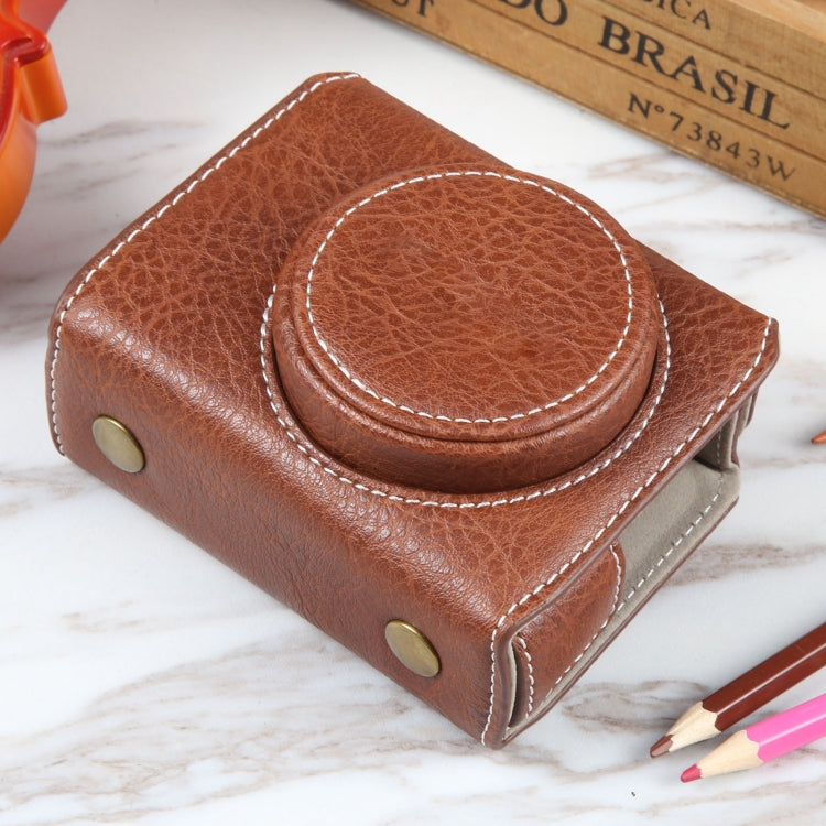 For Canon PowerShot G7 X Full Body Camera PU Leather Camera Case Bag with Strap (Coffee) - Leather Bag by PMC TechLife | Online Shopping South Africa | PMC TechLife | Buy Now Pay Later Mobicred