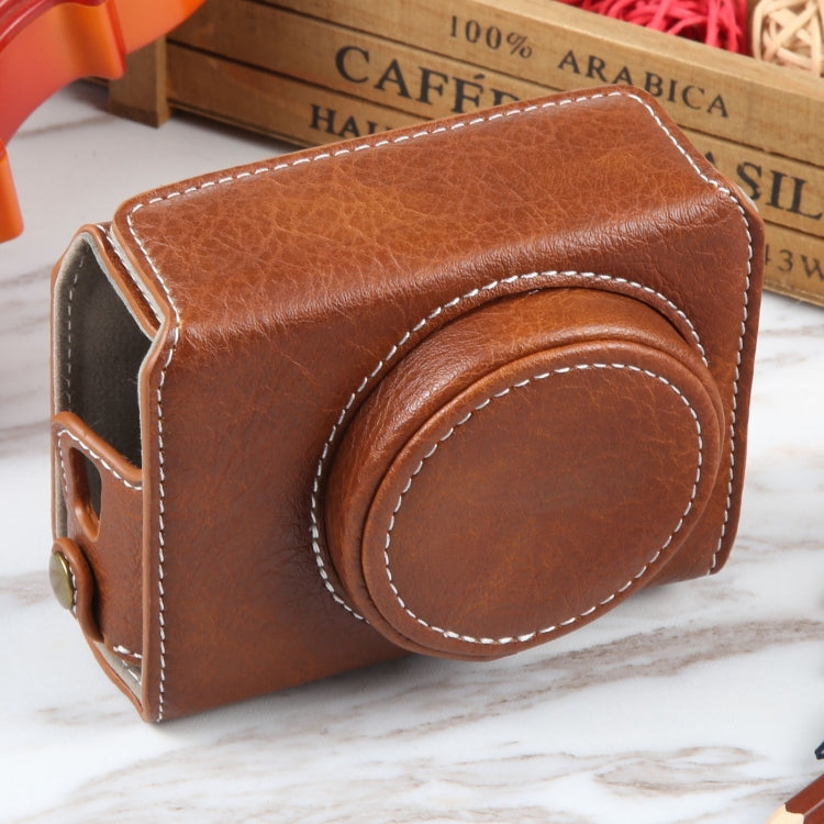 For Canon PowerShot G7 X Full Body Camera PU Leather Camera Case Bag with Strap (Brown) - Leather Bag by PMC TechLife | Online Shopping South Africa | PMC TechLife | Buy Now Pay Later Mobicred